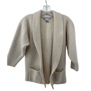 Vintage Side Effects Cream Lambswool Angora Shawl Collar‎ Cardigan Sweater Small
